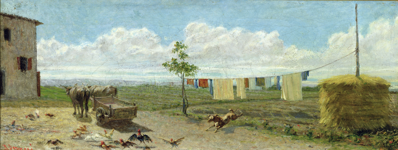 The Farmyard (oil on canvas)