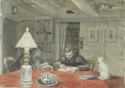 Winter Quarters, the Wardroom, c.1875-76 (w/c on paper)