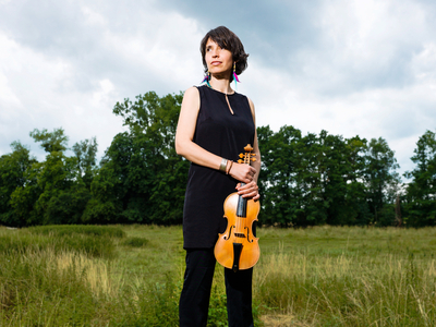 Portrait of French violinist Amandine Beyer, September 2014