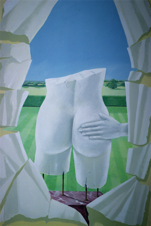 Groping Statues (acrylic on canvas)