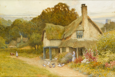 Feeding the Doves (w/c & bodycolour on paper)