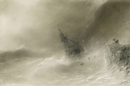 Shipwreck, 1874 (pencil & gouache on paper)