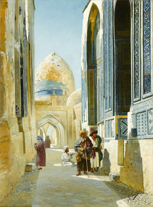 Street scene in Samarkand, 1895 (oil on canvas)
