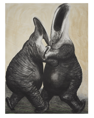 Two of Us, 1998 (charcoal, chalk, pastel & wash on paper)