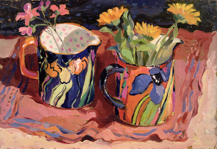 Still life with Marigolds (oil on board)