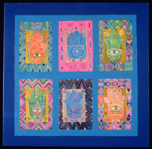 Windows of Hope, 1990 (acrylic, paper & gold leaf on canvas)