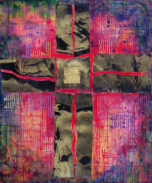Divided Cross, 2000 (acrylic & gold leaf on canvas)