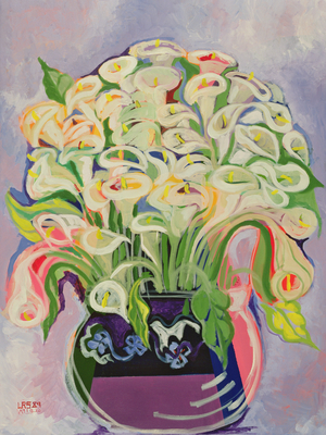 Lilies, 1989 (acrylic on canvas)