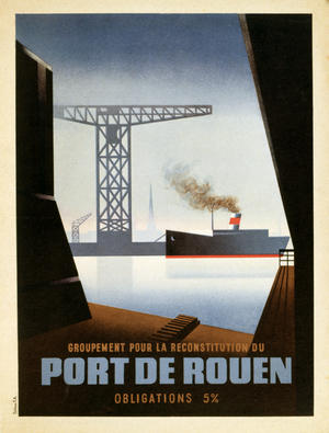 Port de Rouen (colour litho)