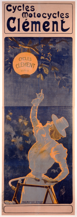 Poster advertising Cycles Clement, Paris, printed Bourgerie & Cie., c.1895 (lithograph)