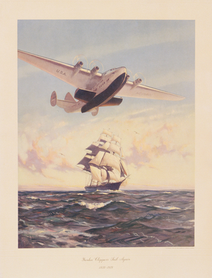 Yankee Clippers Sail Again, Pam Am advertisement, designed by Grant, 1939 (colour litho)