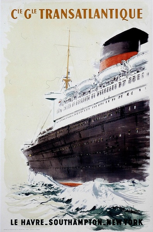 Advertisement for Cie Gle Transatlantique, printed by Photolith, Paris, c.1950 (colour litho)