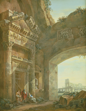 Architectural Ruins (gouache on paper)