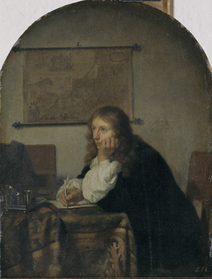 Man Writing a Letter, 1665 (oil on panel)