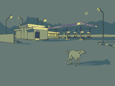 Road to Luxor at Night, 2007 (mixde media)