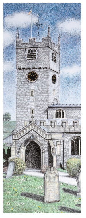 St Michael and All Angels Church Clock, Beetham, Cumbria, 2009 (pen & ink, pencil crayon and gouache on paper)
