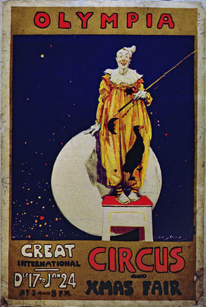 Poster advertising 'Olympia, Great International Circus and Christmas Fair' (colour litho)