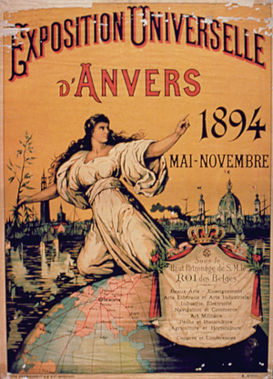 Poster for the 'Universal Exhibition of Antwerp', May-November 1894 (colour litho)
