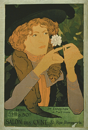 Poster advertising the 'Fifth Exhibition for the Salon Des Cent', Paris (colour litho)