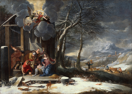 Winter Landscape with Nativity (oil on canvas)