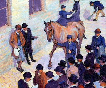A Sale at Tattersalls, 1911 (oil on canvas)
