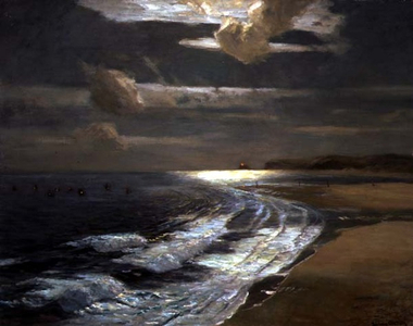 Silver Moonlight, St. Ives Bay (oil on canvas)