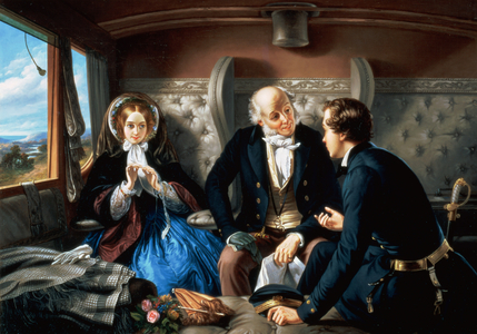 First Class - The Meeting (oil on canvas)
