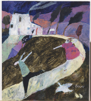 Running Away from Rose Cottage (oil on board)