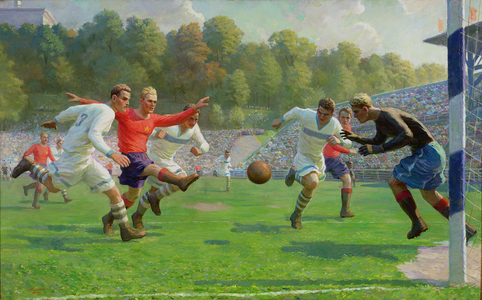 Football Match in the Soviet Union, 1949 (oil on canvas)