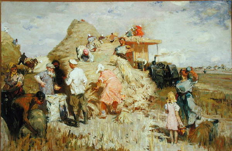 Wheat Threshing, 1948 (oil on canvas)