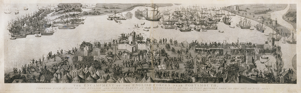 The Encampment of the English Forces near Portsmouth during the Battle of the Solent, 1778 (engraving)