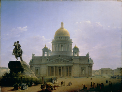 St. Isaac's Cathedral with a Statue of Peter the Great, 1844 (oil on canvas)