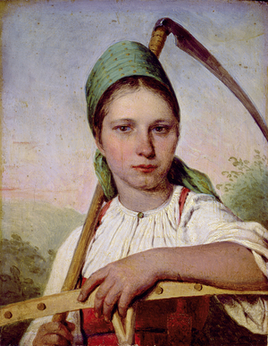 Peasant Woman with a Scythe and Rake, c.1825 (oil on panel)