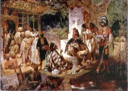 Oriental Scene (oil on canvas)