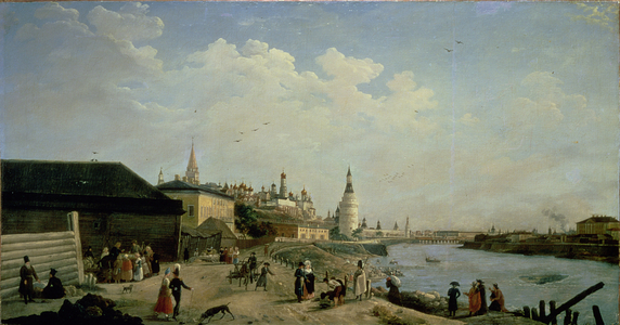View of the Kremlin from the Kamenniy Bridge, Moscow (oil on canvas)