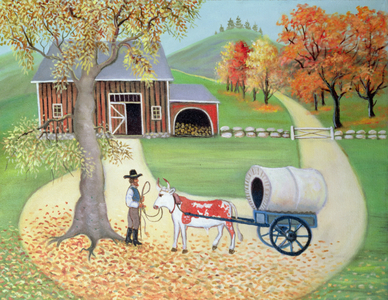 Farmer in front of his Barn (oil on canvas)