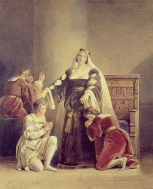 Queen Elizabeth Bidding Farewell to Her Sons, 19th century (oil on canvas)