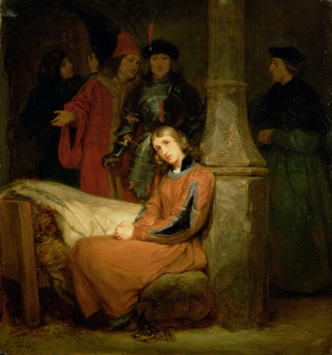 Joan of Arc (1412-31) before Charles VII (reg.1422-61) c.1833 (oil on board)