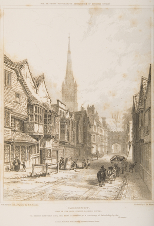 View in the High Street, Salisbury, 1829 (etching)