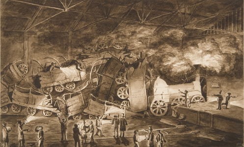 Railway accident at Salisbury, 1856 (w/c on paper)