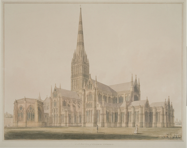 South East View of the Salisbury Cathedral and Chapter House, 1803 (pen & ink with w/c on paper)