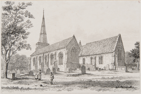 St. Martin's Church, Salisbury, 1834 (etching)