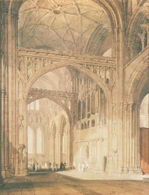 Interior of Salisbury Cathedral, c.1805 (w/c on paper)