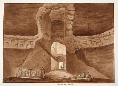 Interior of the Tomb of Alexander Severus, 1833 (etching with brown wash)