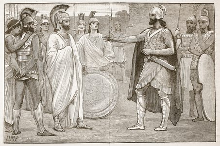 Interview between Agesilaus and Pharnabazus (litho)