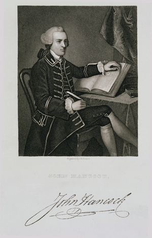 Portrait of John Hancock, engraved by John B. Forrest (1814-70) (engraving)