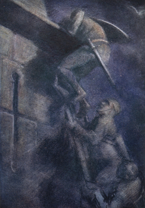 Bohemond leading a night attack (colour litho)