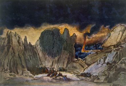Scenery design from Phedre, 1917 (colour litho)