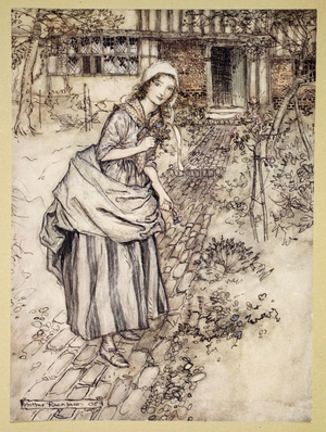 Maidens call it love-in-idleness, illustration from 'Midsummer Nights Dream' by William Shakespeare, 1908 (colour litho)