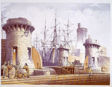 Sailors Dockside, from 'Modern Liverpool Illustrated', engraved by William Gavin Herdman and James Orr Marples, with descriptions by A. Pickering, published 1864 (colour litho)